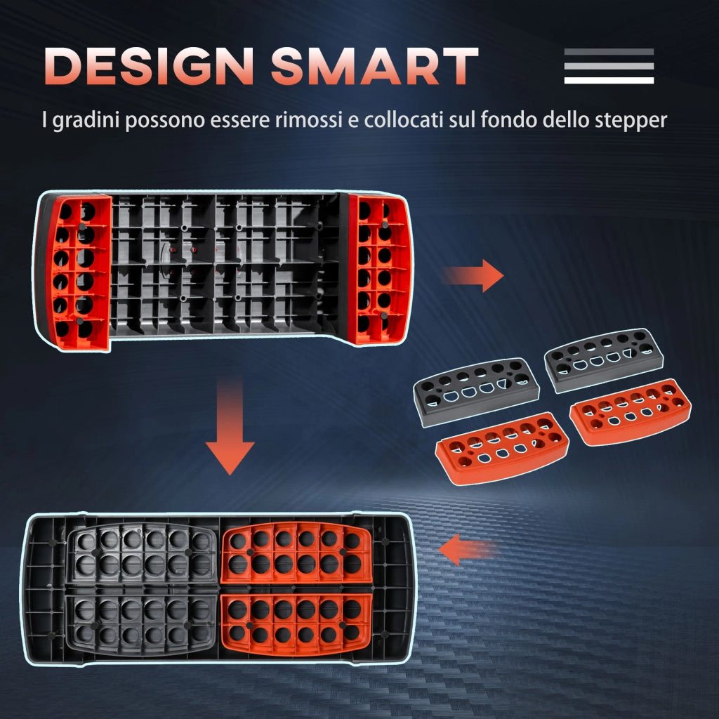 Step Fitness Regolabile ¨C Minimal ¨C Nero e Rosso 10-15-20 cm