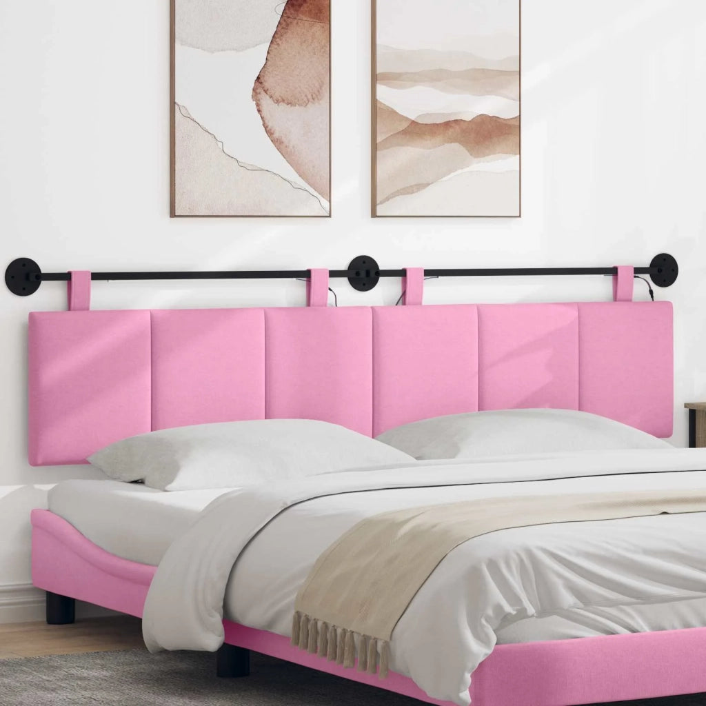 Testiera sospesa Con luce LED Rosa Tessuto 3424838