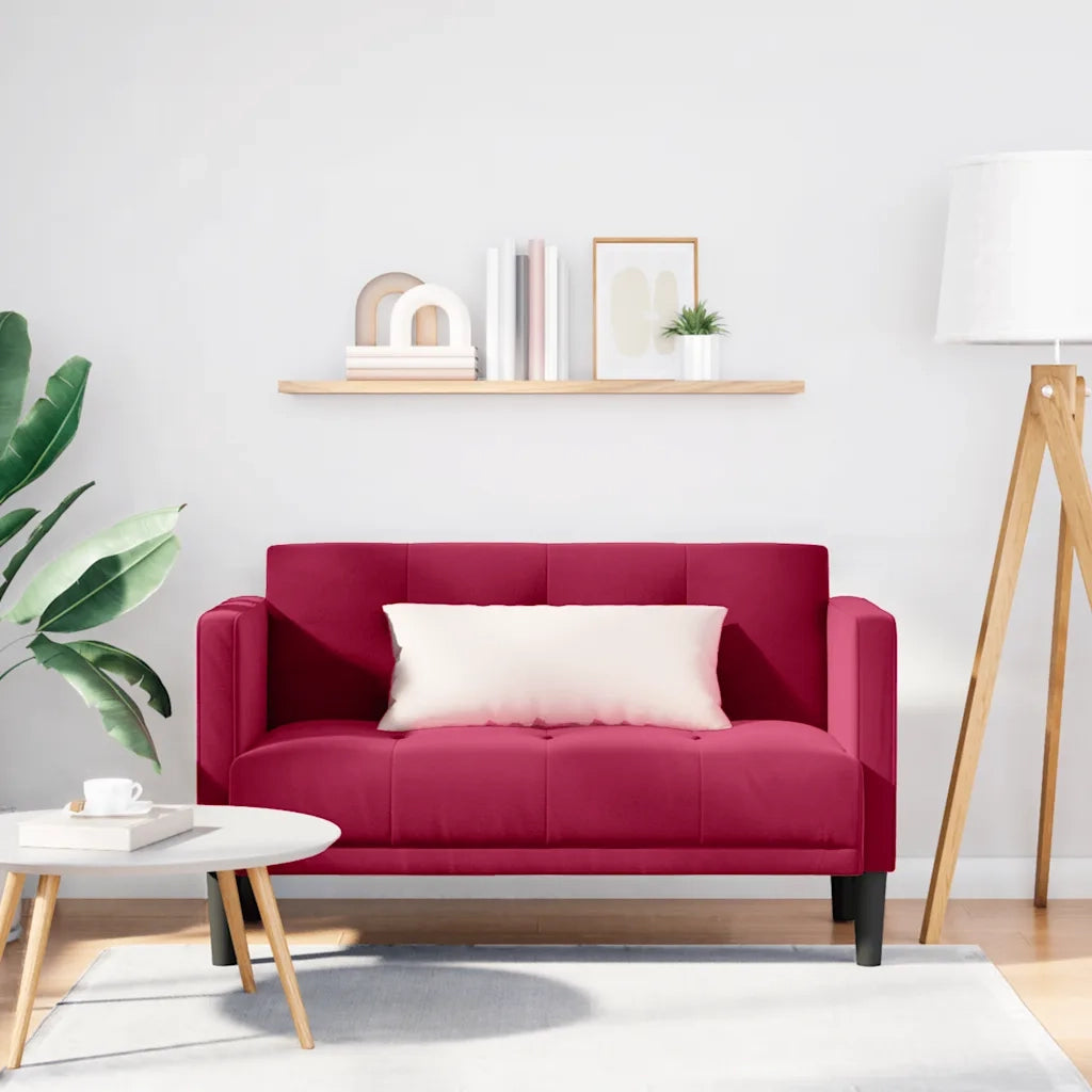 Divano Divanetto-Sofa Rosso Vino 111 cm in Velluto