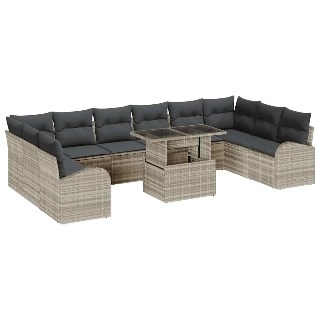 Set Divano da Giardino 11 pcs Grigio chiaro polyrattan 3348718