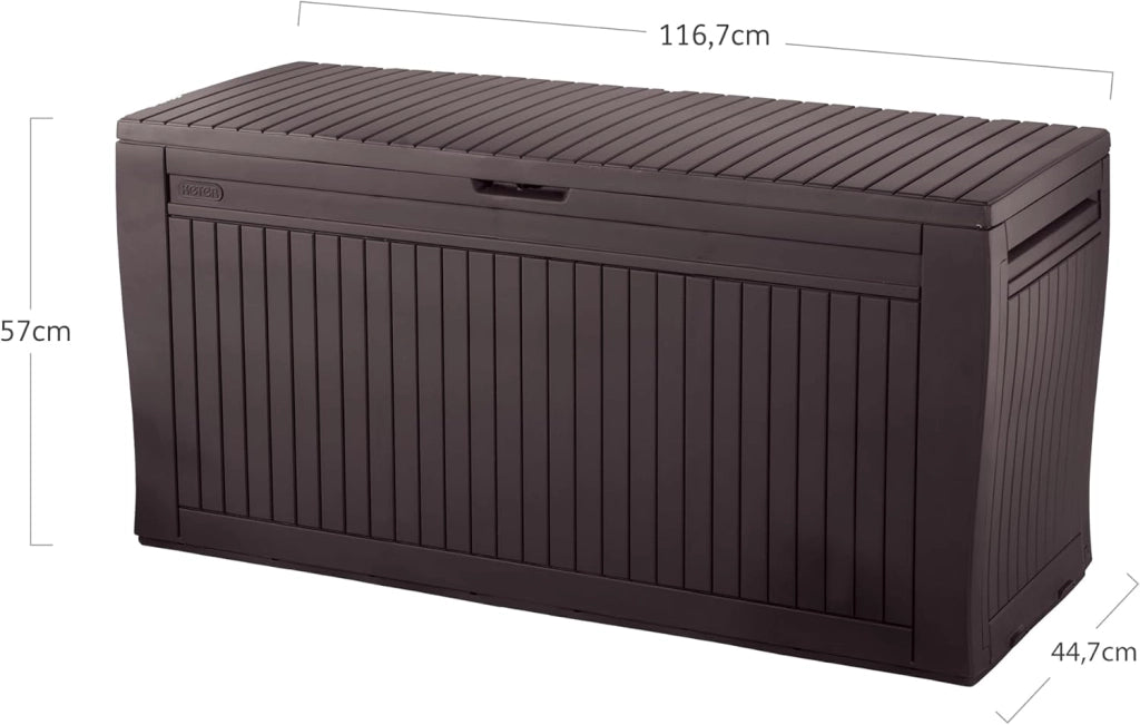 Baule portatutto in resina effetto legno con maniglie e rotelle Comfy Keter