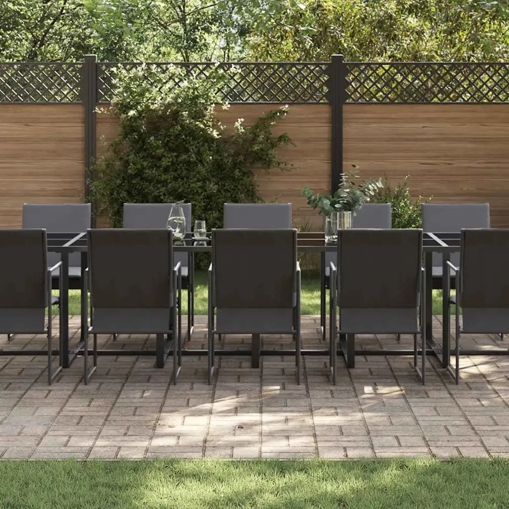 Set da Pranzo per Giardino 17 pcs Nero Acciaio 3335872