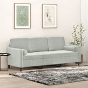 Divano a 3 Posti con Cuscini-Sofa 3 Posti con Cuscini Grigio Chiaro 180 cm in Velluto 732994