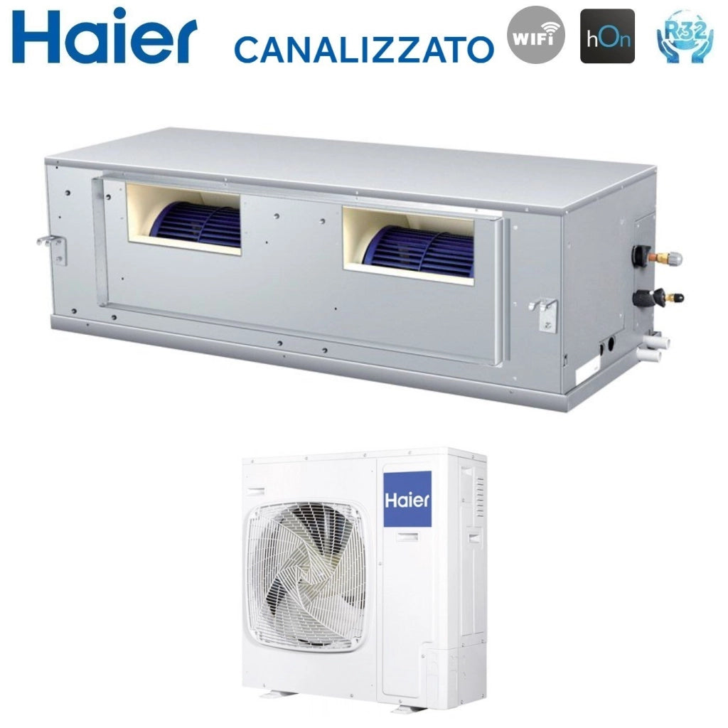 Climatizzatore Condizionatore Haier Inverter Canalizzato Canalizzabile Alta Prevalenza 48000 Btu ADH140H1ERG Monofase R-32 Wi-Fi Optional Comando a filo Haier YR-E17A