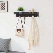Appendiabiti da Parete Jäller con Mensola e 6 Ganci 60x14x12 cm Metallo - Nero [en.casa]