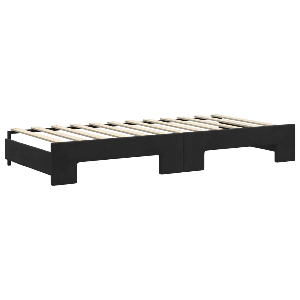 Divano Letto Estraibile con Materassi Nero 90x200 cm Velluto 3197799