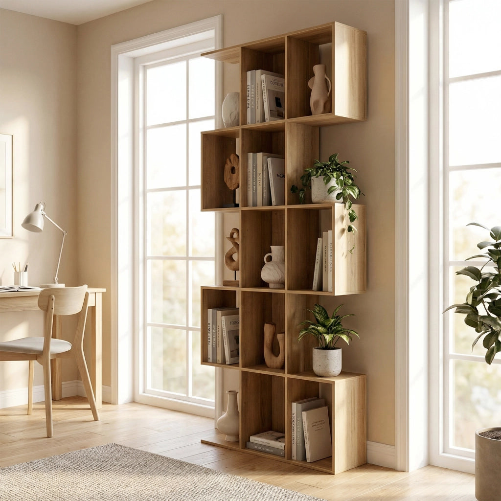 Libreria a 5 livelli scaffale S ¨C Minimal ¨C 80x24x200 cm quercia