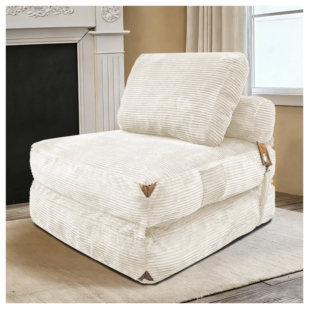 DIVANO LETTO COMPATTO Pieghevole Bianco in Flanella