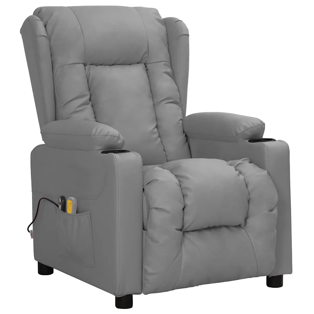 Poltrona Massaggiante Elettrica Grigio Similpelle 3098812