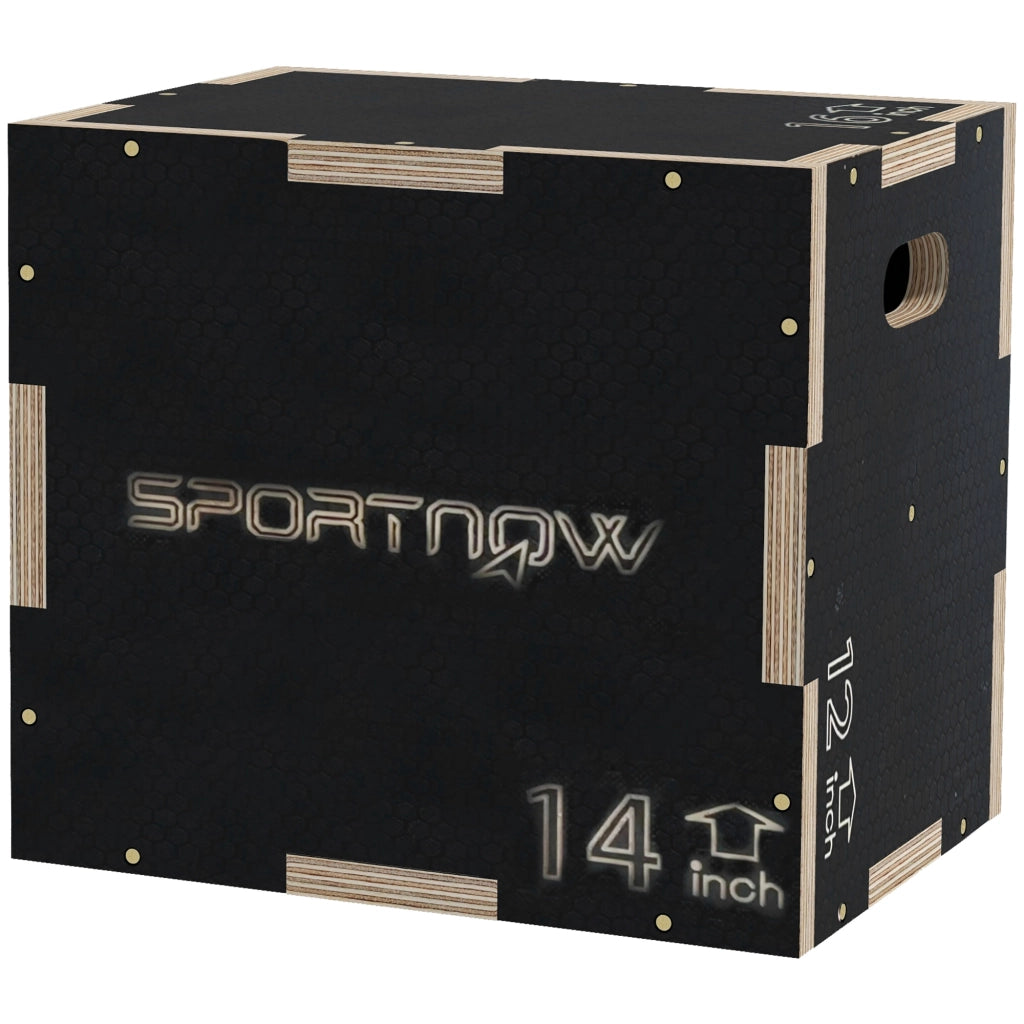 Box Jump Pliometrico a 3 Altezze in Legno Antiscivolo. 41-36-31cm. Nero