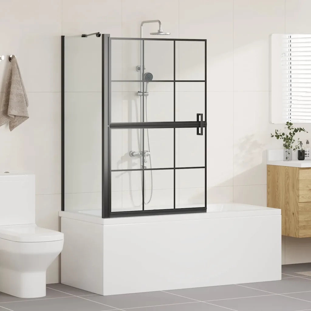 Schermo per Bagno e Doccia Nero e trasparente 80 x 68 x 128 cm 42018553