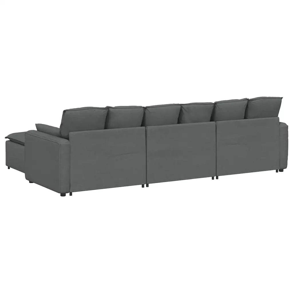 Divano Modulare con Poggiapiedi e Cuscini Grigio Scuro 3321058