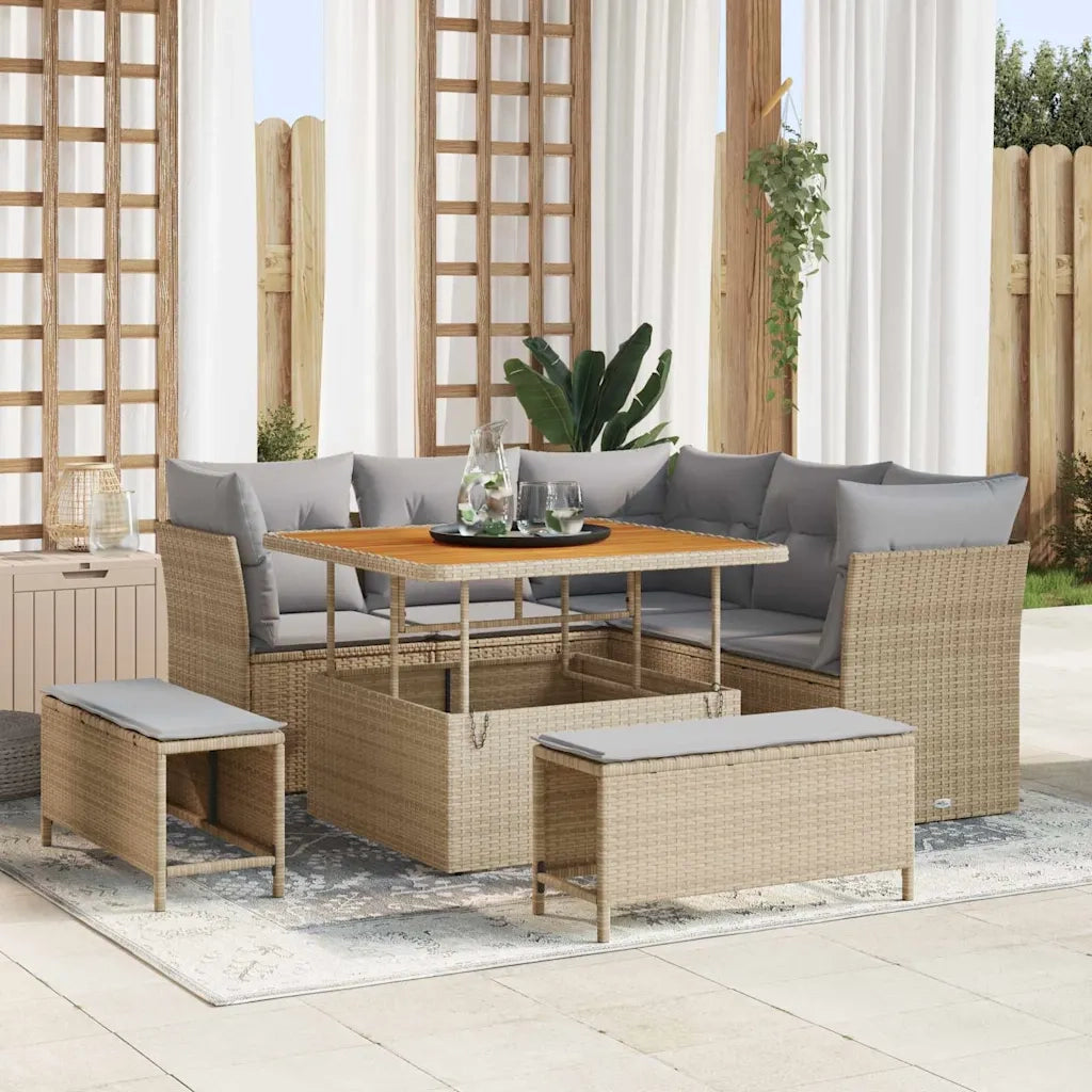 Set Divano da Giardino con cuscino 8 pcs beige e grigio chiaro 3363427