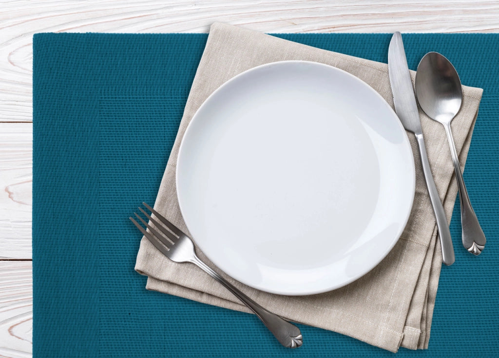 Set Tovagliette Americane Cucina Antiscivolo In Tinta Unita Lavabili - Set 6 - Petrolio