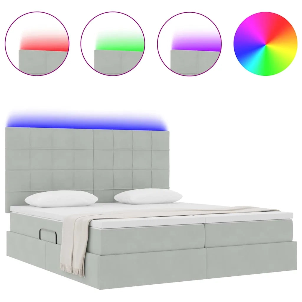 Letto con testiera Grigio chiaro 180 x 200 cm Velluto