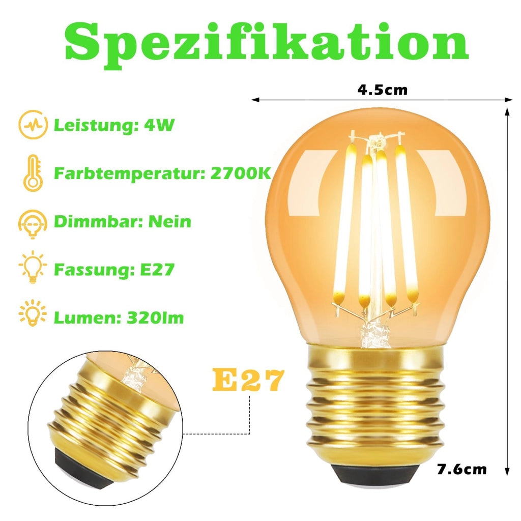 ZMH Bombilla LED Edison Bombilla LED Retro G45 2700K E14 E27