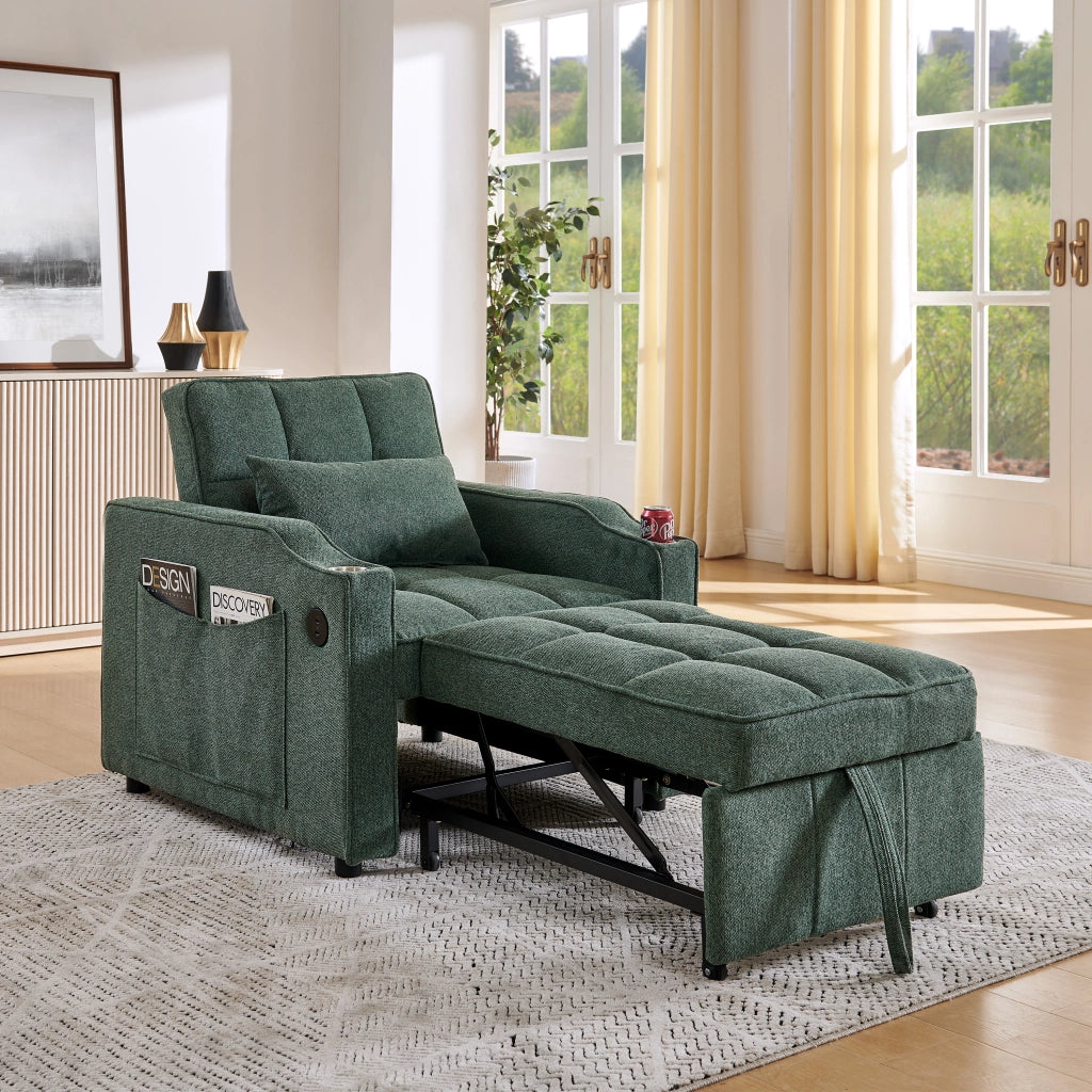 Divano Letto 3 in 1 con USB ¨C Xylo ¨C Verde, Trasformabile
