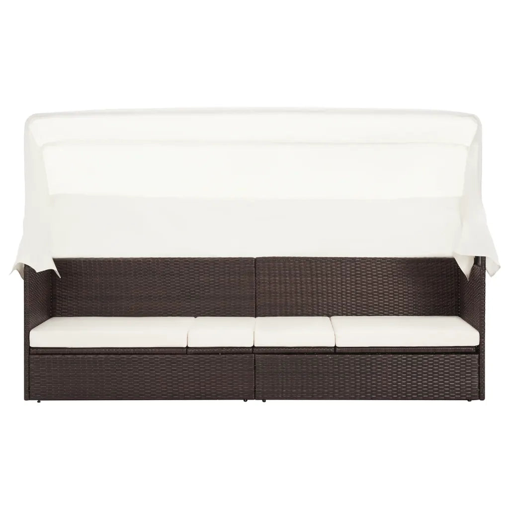 Divano da Giardino con Tettoia in Polyrattan Marrone 49394