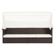 Divano da Giardino con Tettoia in Polyrattan Marrone 49394