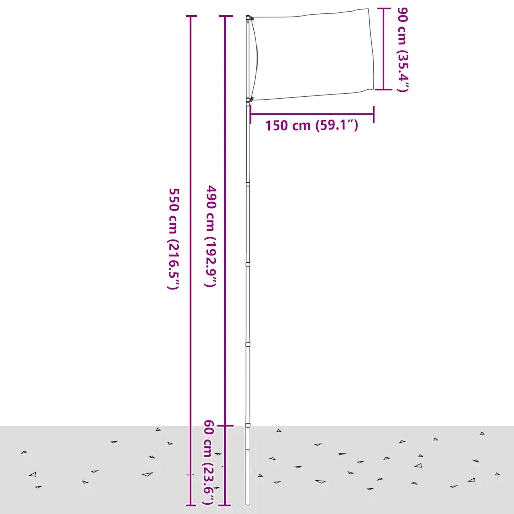 Asta e Bandiera Olanda 5,5 m Alluminio 3147116