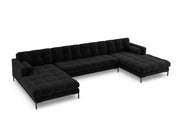 Cosmopolitan Design - Divano panoramico "Bali" 7 posti in velluto nero 