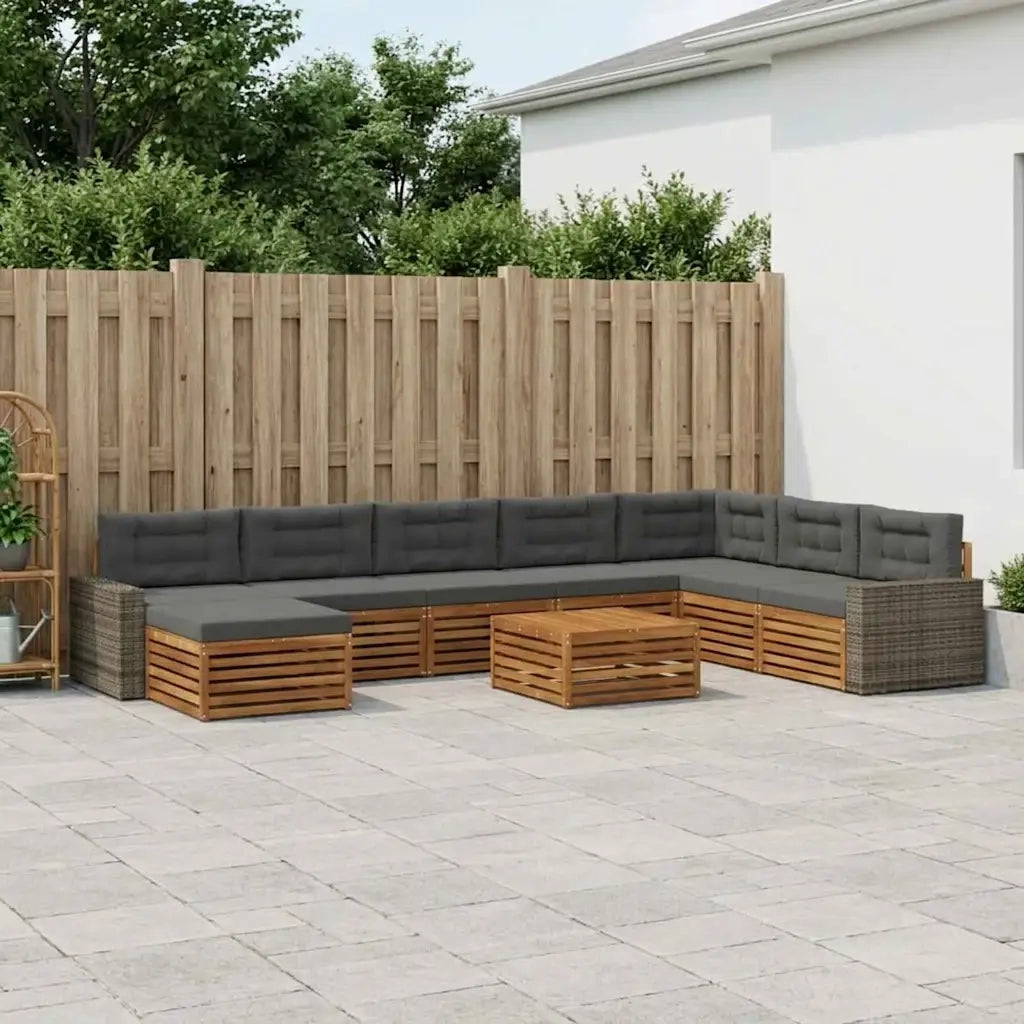 Set di divani da esterno con cuscino 9 pcs Naturale e Antracite 3383760
