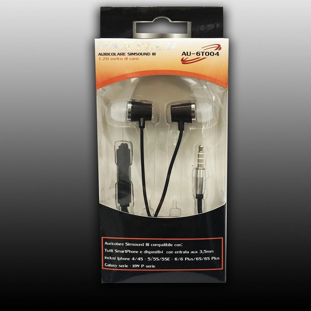 Trade Shop - Auricolari Cuffie Con Filo Simsound Musica Microfono Per Smartphone Maxtech Au-6t004 -
