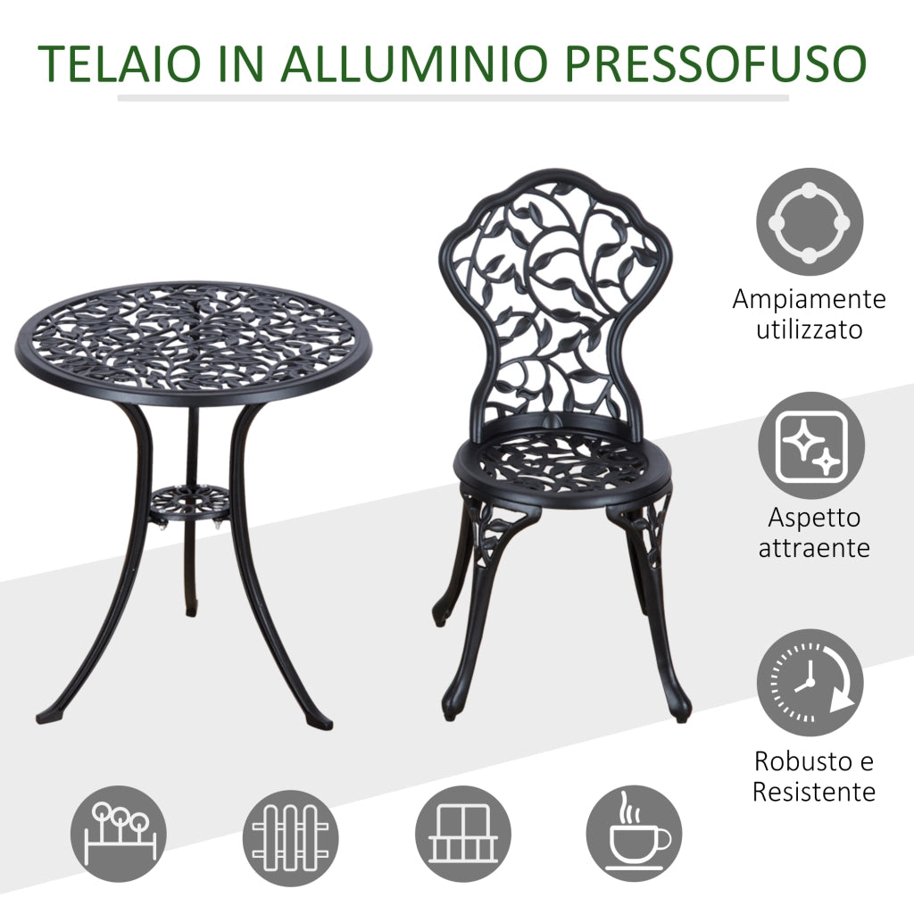 Set da Giardino 3 Pezzi con Tavolo Rotondo e 2 Sedie ¨C Xylo ¨C Alluminio Nero