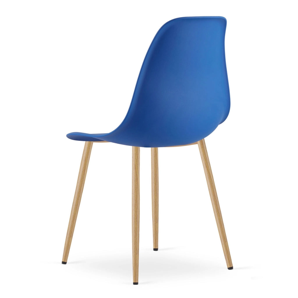 Set di 2 sedie moderne WAT blu con gambe effetto legno