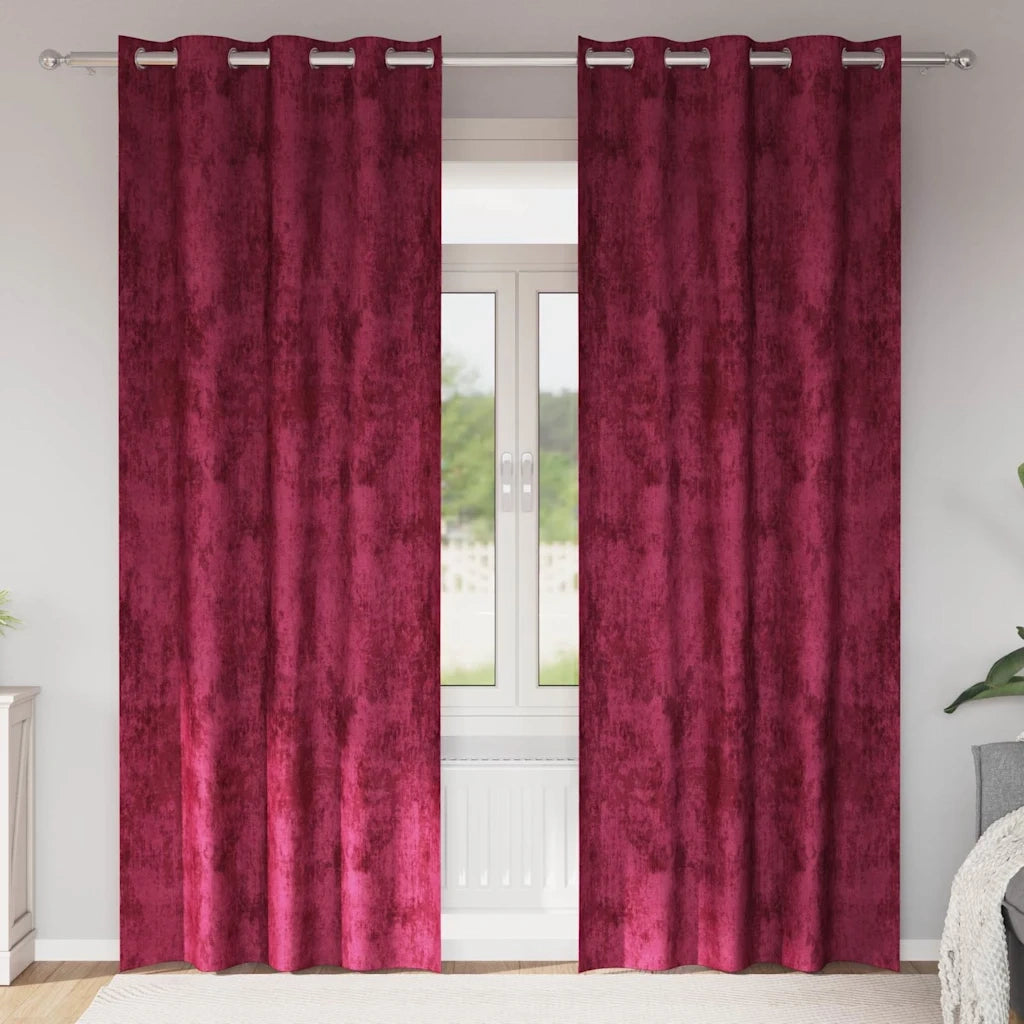 Tende in Velluto 2 pz Rosso vino 225 x 140 cm Velluto
