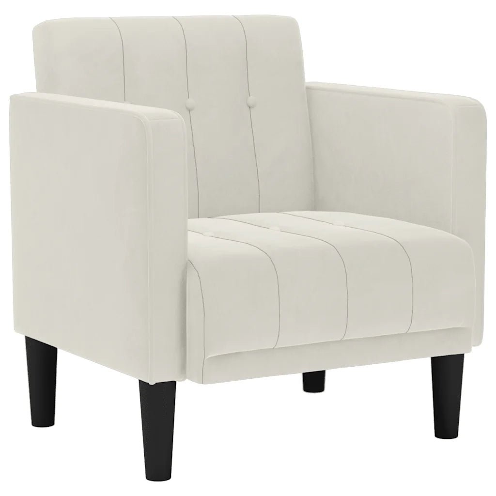 Divano Poltrona | Sedia con Braccioli Crema 53 cm in Velluto
