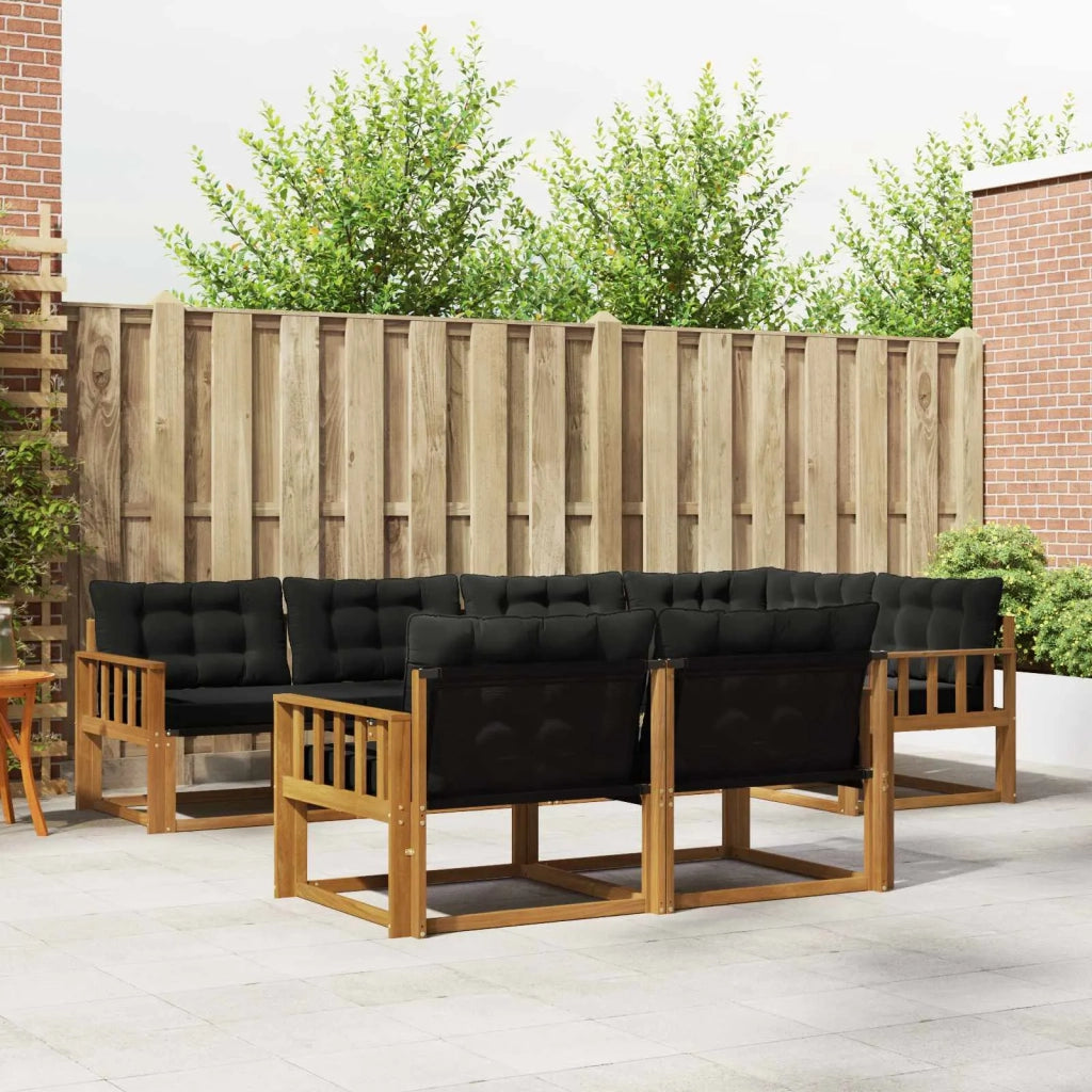 Set di divani da esterno con cuscino 7 pcs Naturale e Nero 3369551