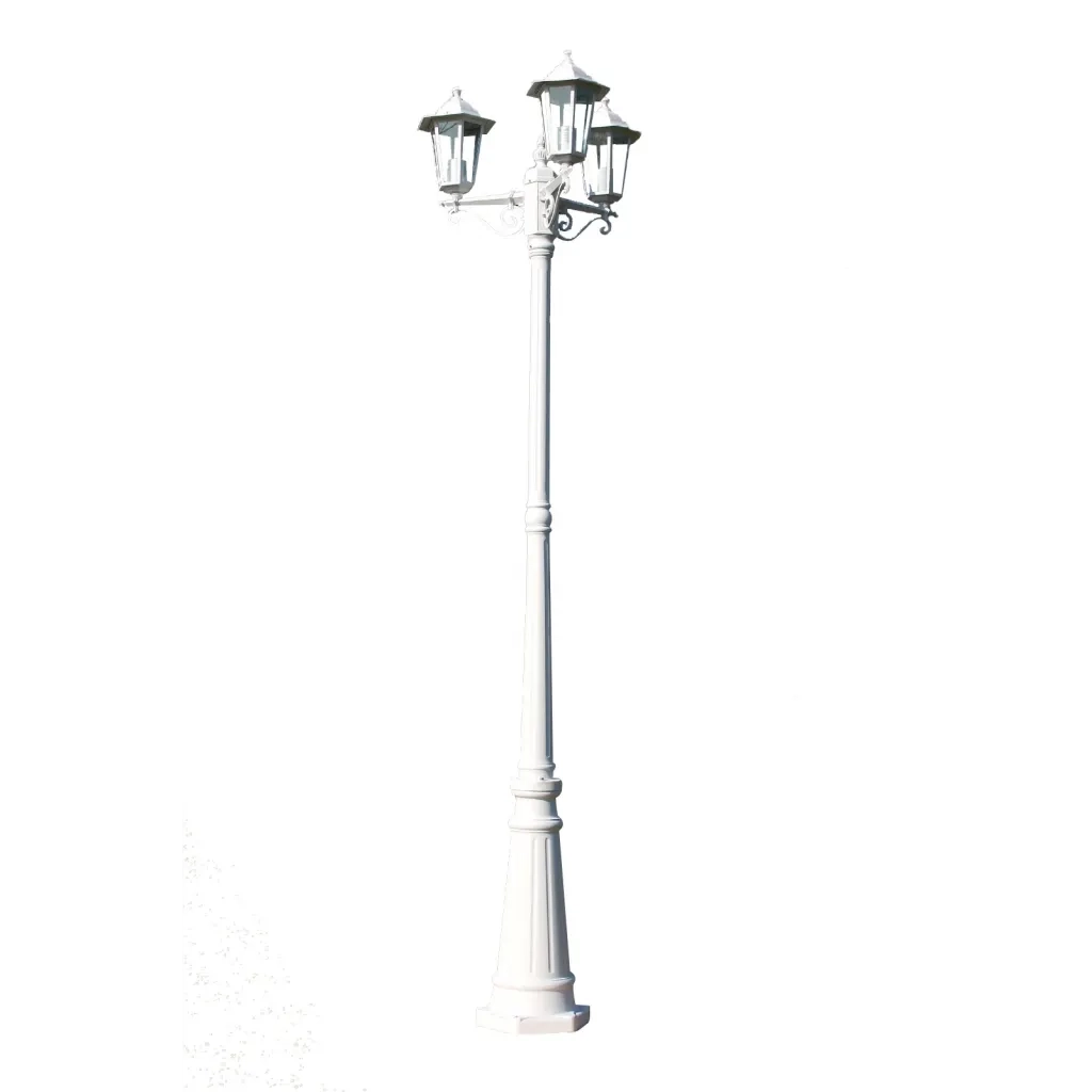 Lampione da Giardino a 3 Bracci 215 cm in Alluminio Bianco 40245