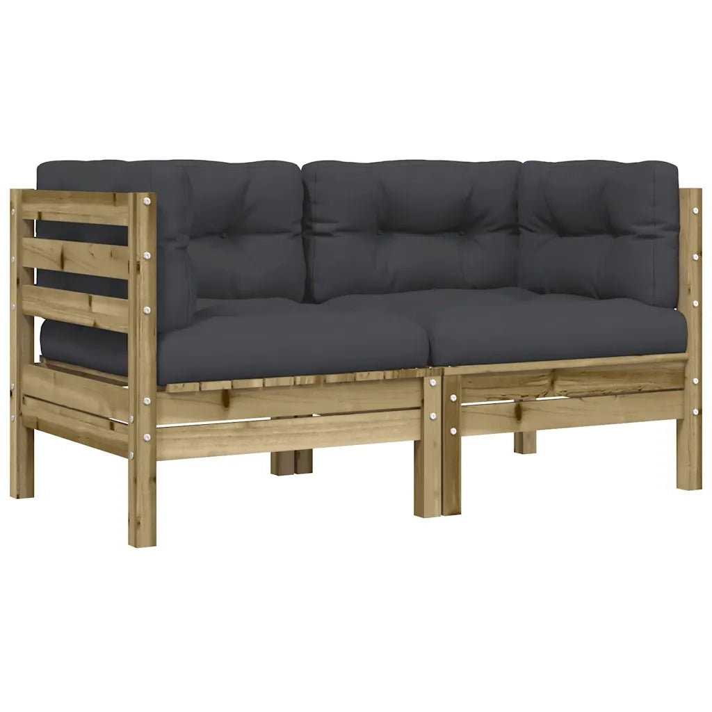 Divani Angolari da Giardino Cuscini 2pz Legno Impregnato Pino