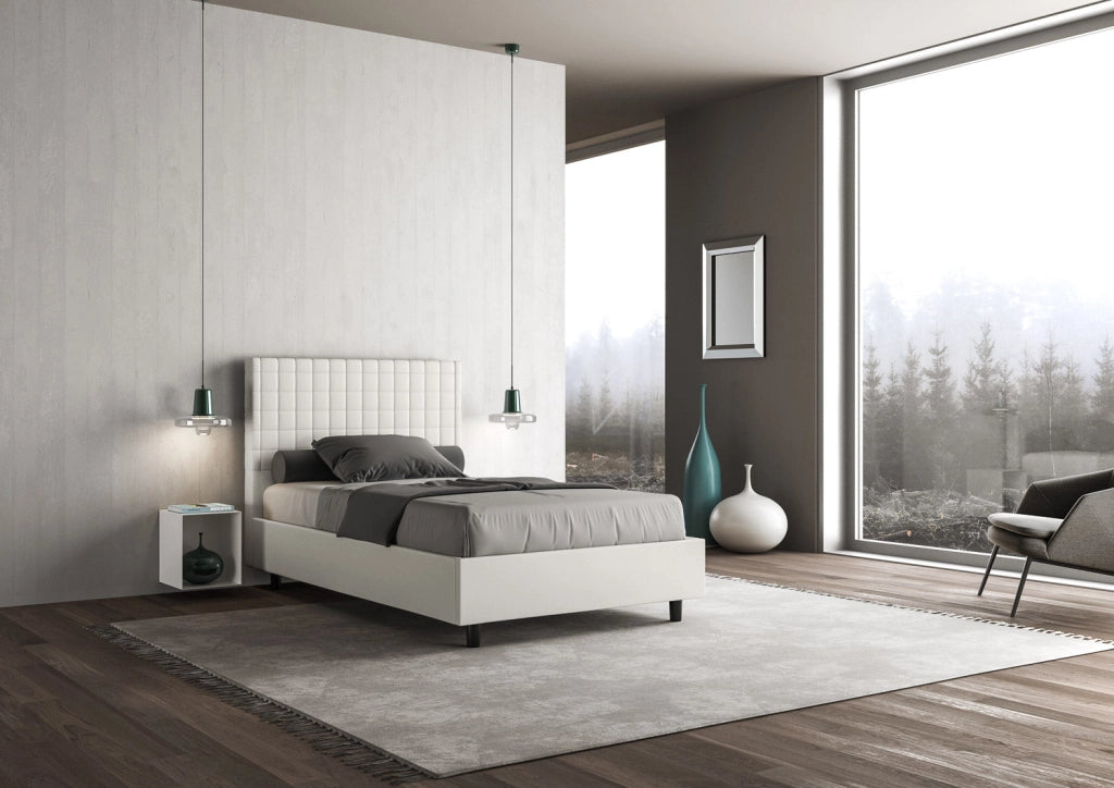 Letto Singolo 80x210 cm con Rete e Contenitore Sunny Bianco