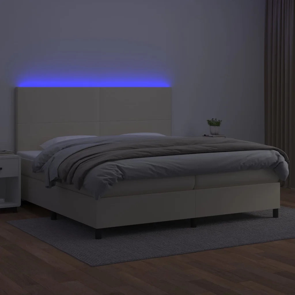 Giroletto a Molle con Materasso e LED Crema 200x200 cm 3135845