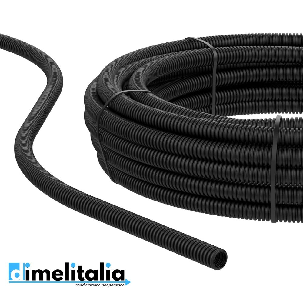 Tubo corrugato guaina cavi elettrici pieghevole pvc autoestinguente nero *** diametro 16 millimetri, lunghezza metri ...