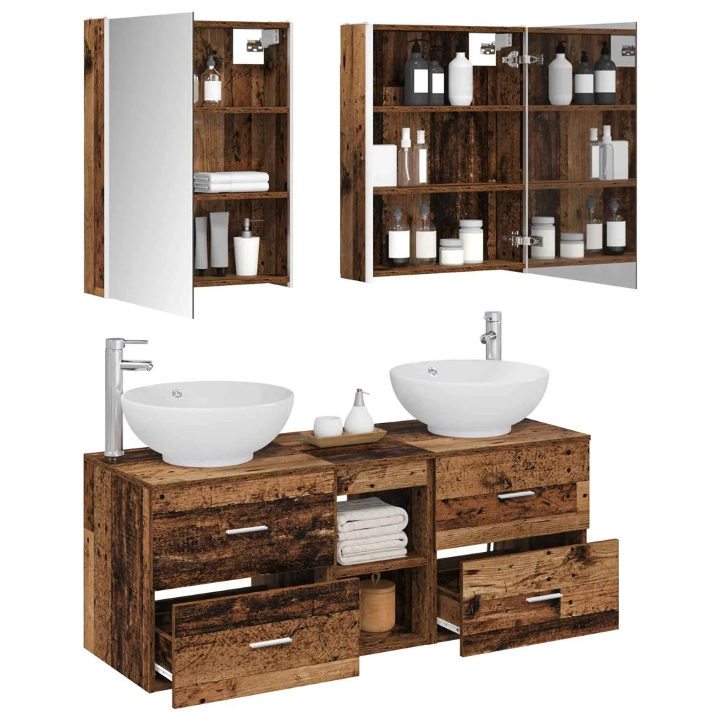 Set di mobili per il bagno 5 pz Legno antico 3406973