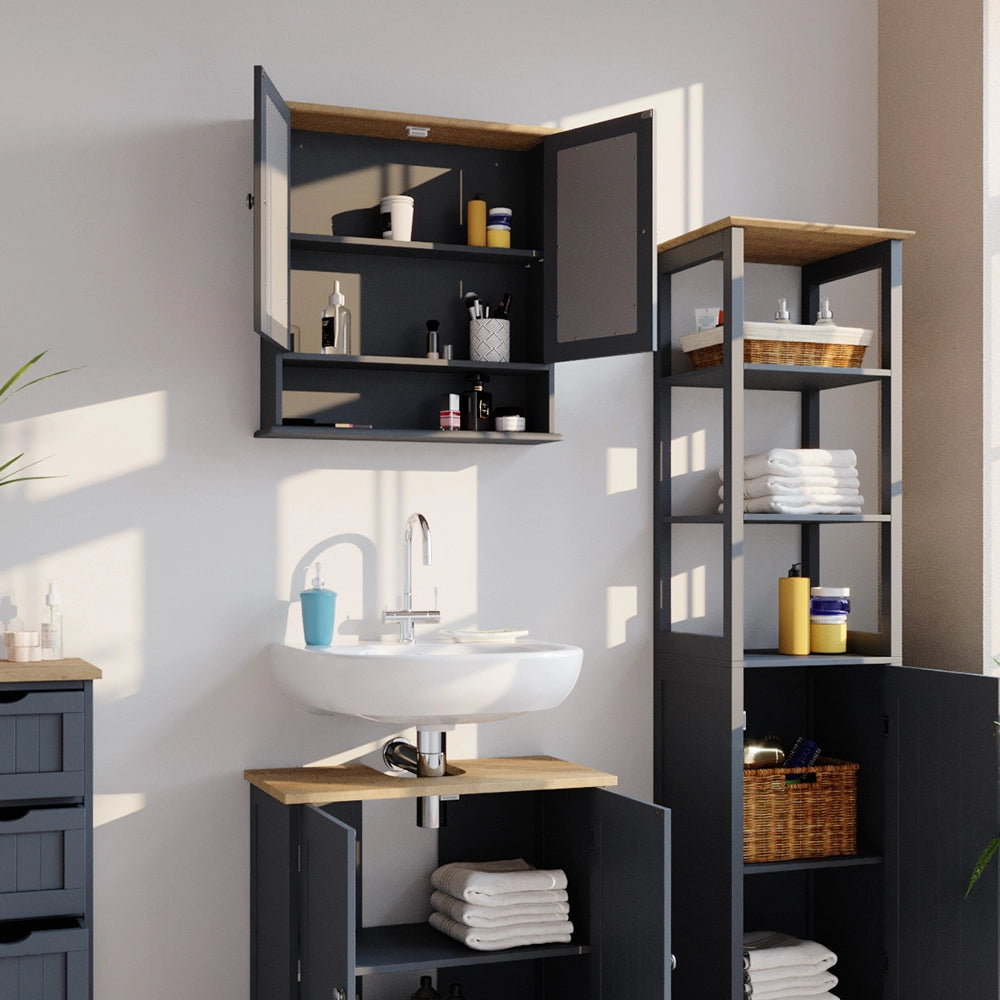 Vicco Specchio contenitore bagno Grigio 56 x 58 cm