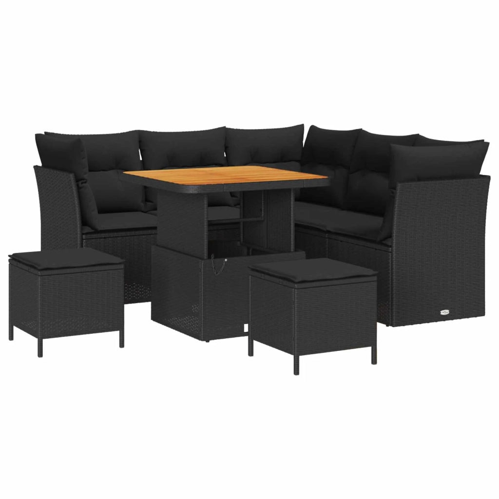 Set Divano da Giardino con cuscino con archiviazione 8 pcs Nero 3363429