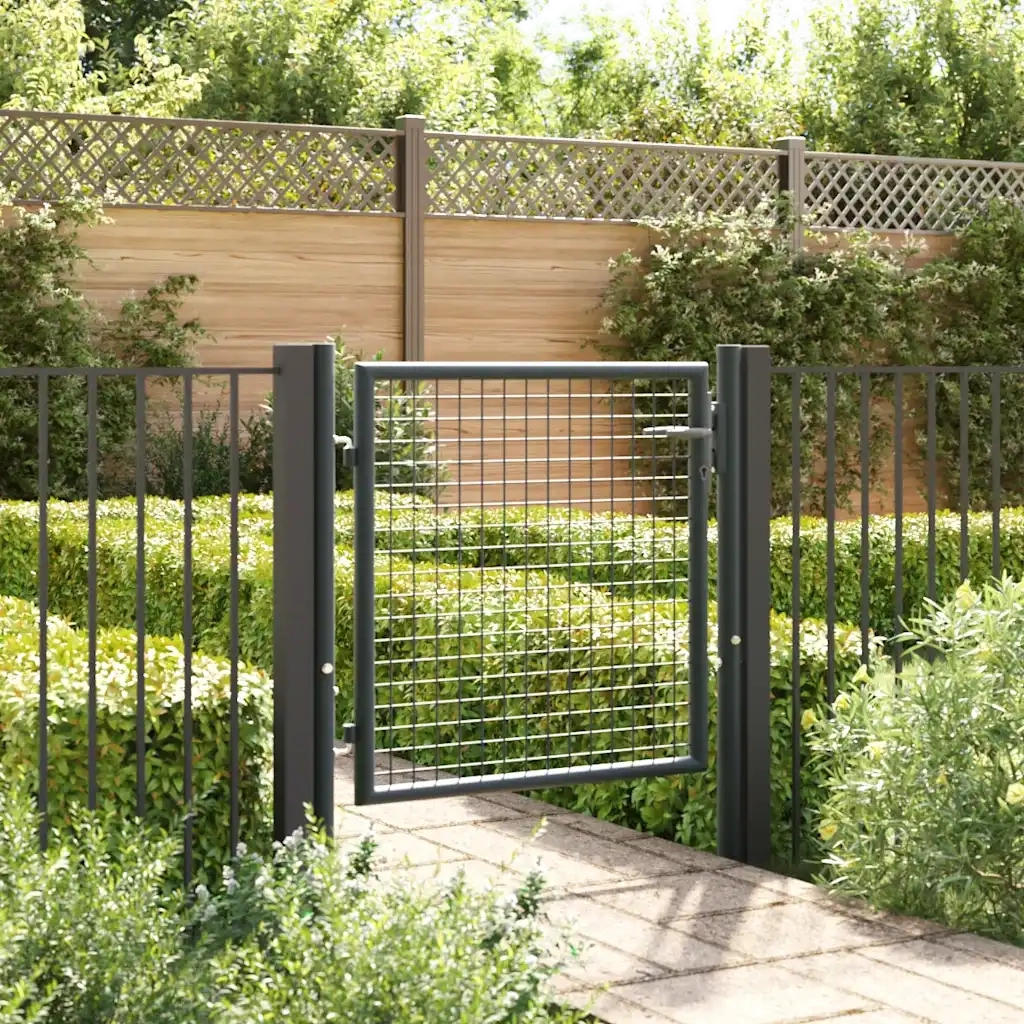 Cancello da Giardino in Rete di Acciaio Zincato 100x75 cm Grigio CFW5399627