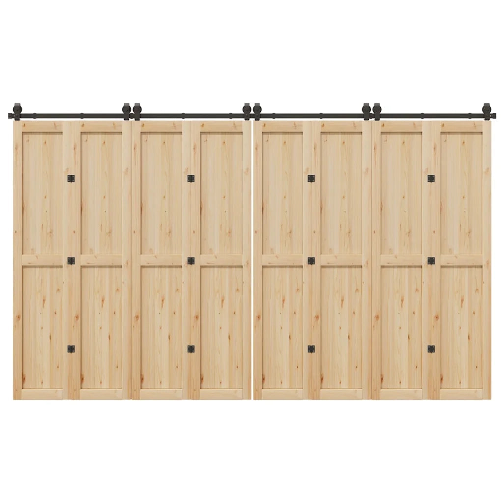 Kit di Binari per Porte Scorrevoli 366 cm Acciaio Nero 3295801