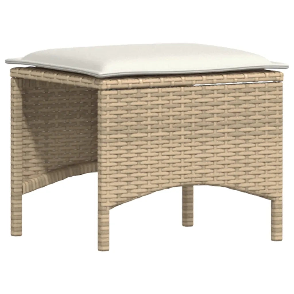 Set Divano da Giardino 5 pz con Cuscini Beige in Polyrattan