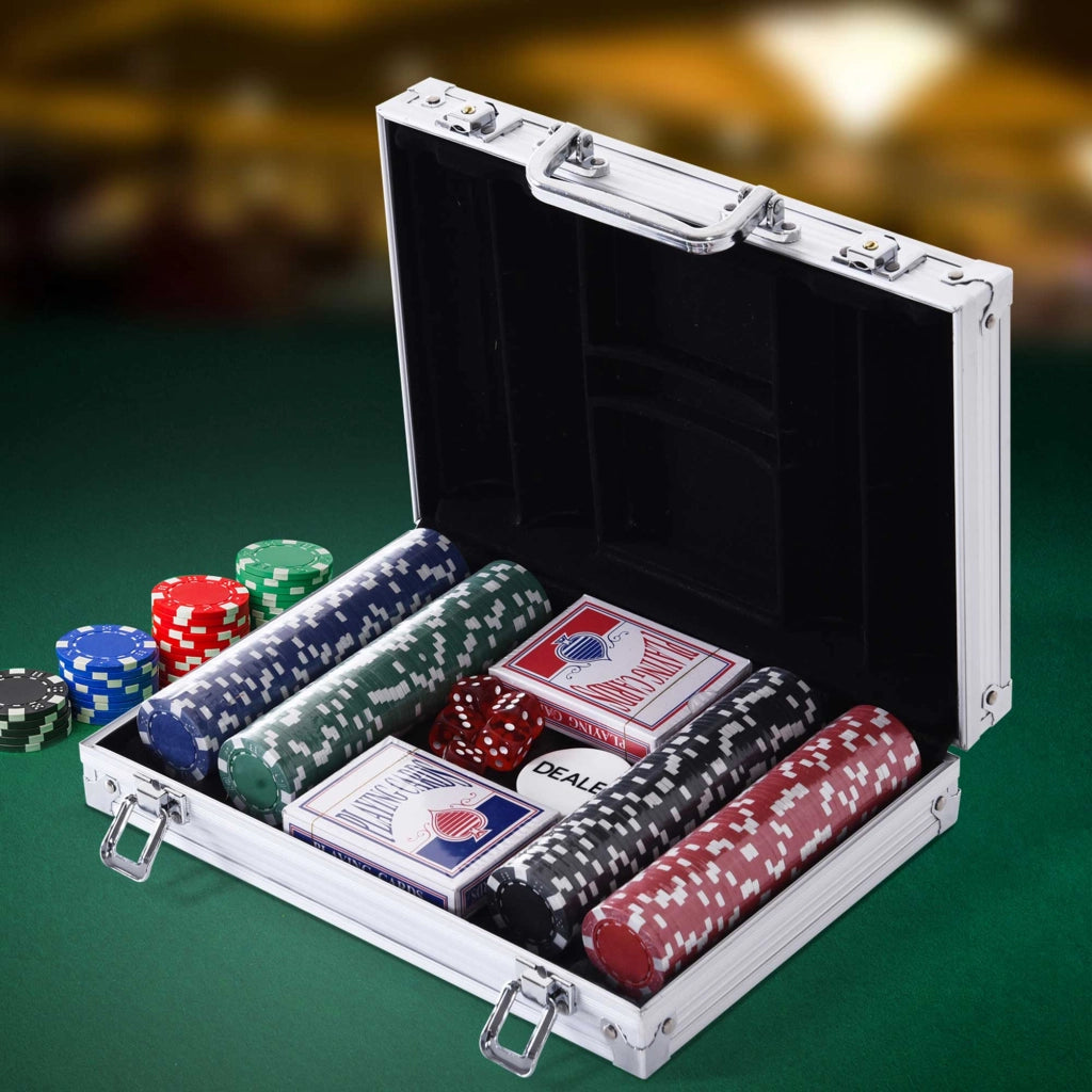 Set di Poker con Fichas e Dadi ¨C Minimal ¨C 29,5x20,5x6,5 cm Multicolore