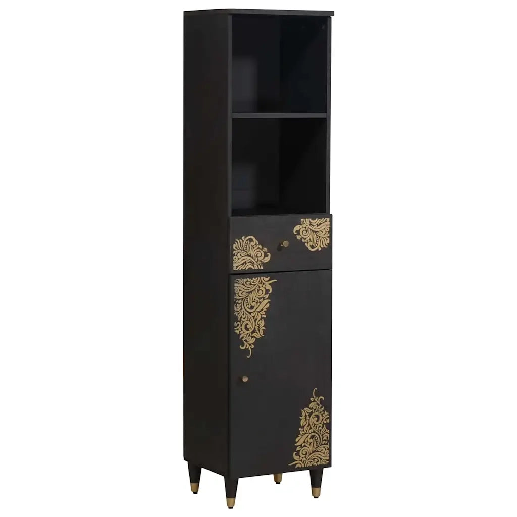 Set di Armadi da Bagno 5 pcs Nero Legno di mango massello