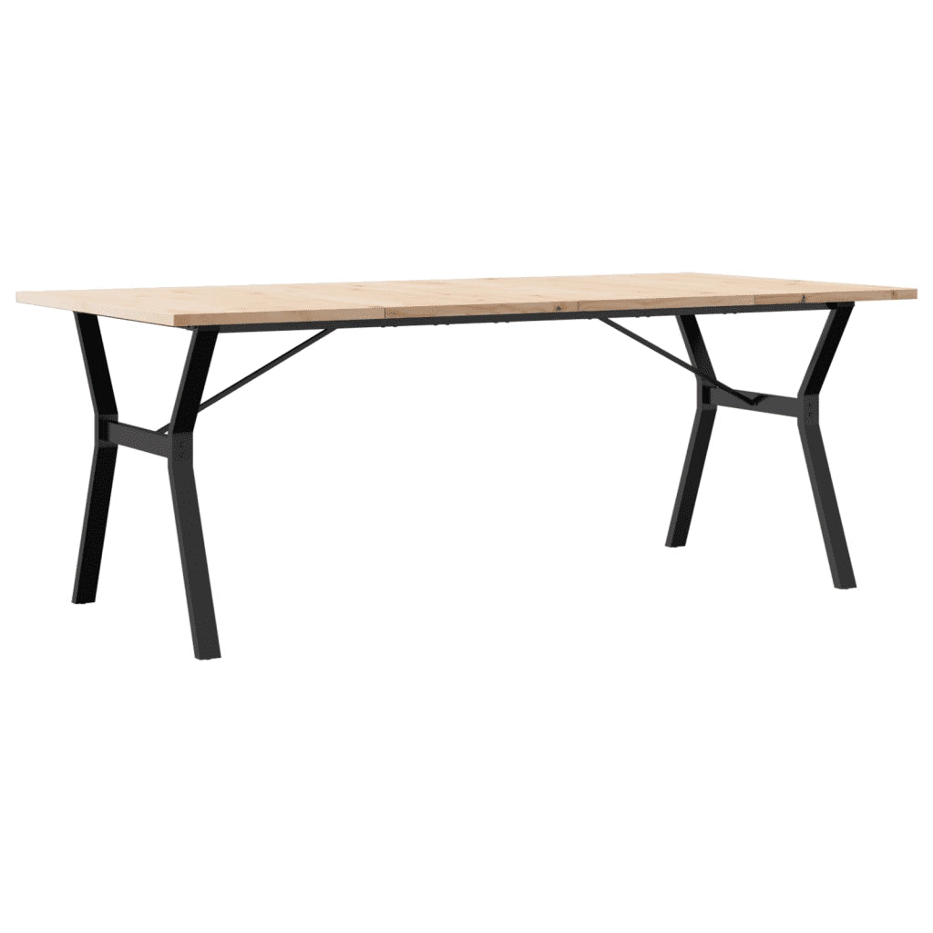 Tavolo Pranzo Telaio a Y 200x100x75,5 cm Legno Pino e Acciaio