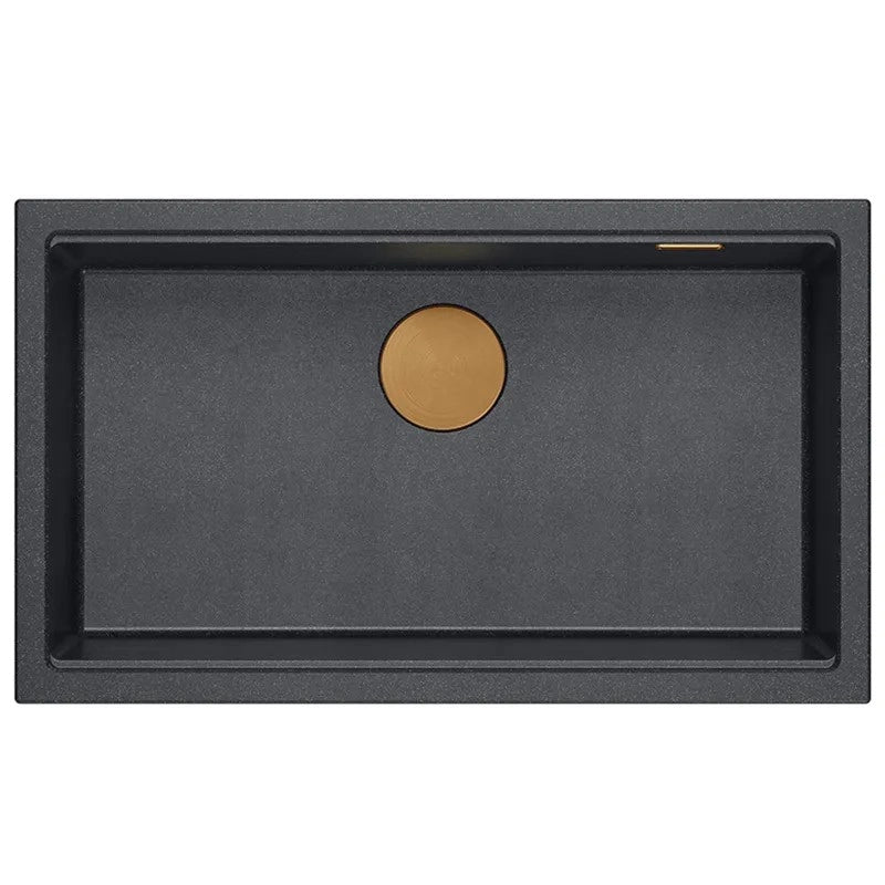 Lavello In Granito Logan 110 Black Metallic Tappo rame spazzolato