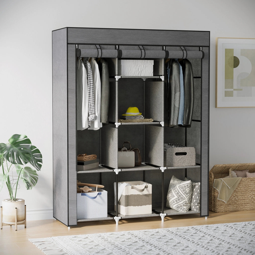 Armadio guardaroba con ante e ripiani ¨C Minimal ¨C grigio