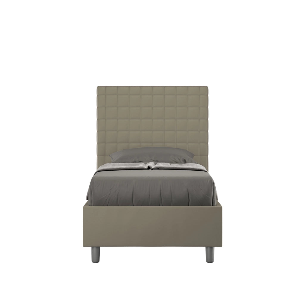 BS COM Letto singolo con rete imbottito 80x210 similpelle cappuccino