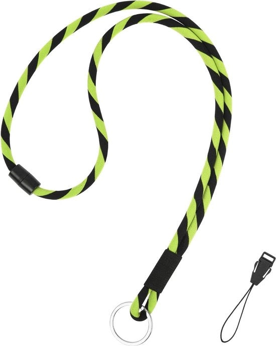Nekband con chiusura di sicurezza per chiavi e smartphone neon verde